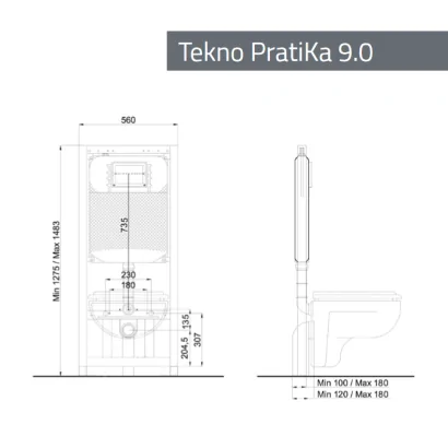 Modulo con cassetta di scarico Kariba TEKNO PRATIKA 9.0 per WC sospesi