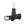 Valvola termostatizzabile mono-bitubo d'arredo nera ad angolo con bypass e detentore