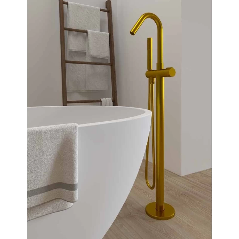 Miscelatore "ROMA" oro spazzolato a pavimento per vasche free standing