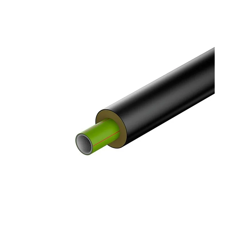 Tubo PP-R Pluristrato Fibrorinforzato SDR7.4 preisolato con schiuma in PUR protetto da tubo PE-HD